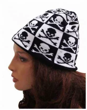 Beanie - Totenköpfe Schachmuster