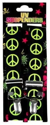 Schwarze Hosenträger mit Peace-Zeichen