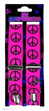 Neon pinker Hosenträger mit Peace-Zeichen