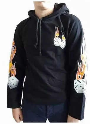 Kapuzenpulli Flammender Würfel