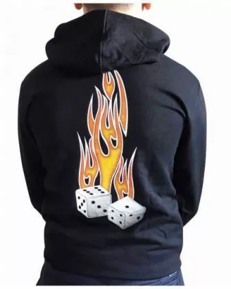 Kapuzenpulli Flammender Würfel