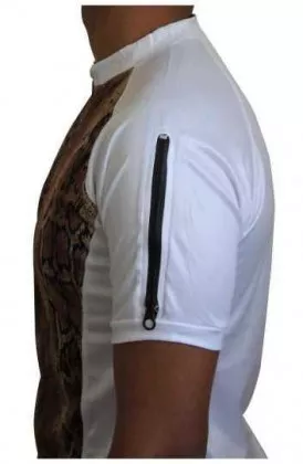 Weißes Unisex T-Shirt Schlangenhaut - Braun