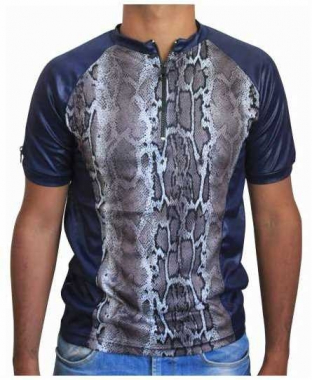 Blaues Unisex T-Shirt Schlangenhaut - Grau