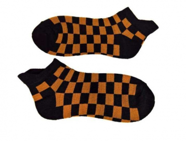 SSOC 018 - Sneakersocks - Orange & Black Check pattern