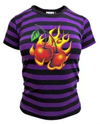 Streifen Top Lila Kirsche
