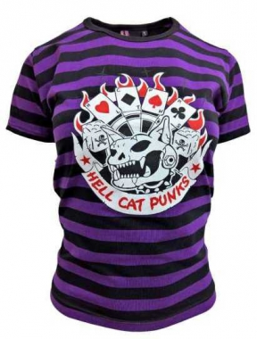 Streifen Top Lila Hell Cat Punks