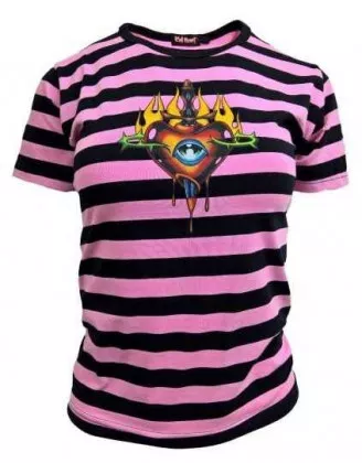 Streifen Top Pink Herz