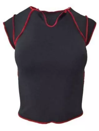 Damen Top Schwarz Rot