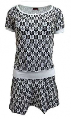 Skirt Dress Chess Pattern White