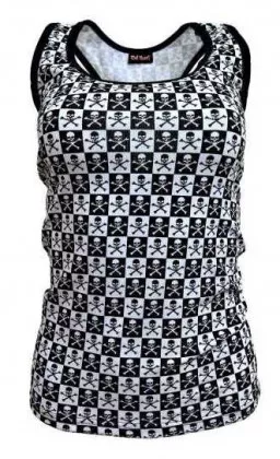 Damen Top Totenköpfe Weiß