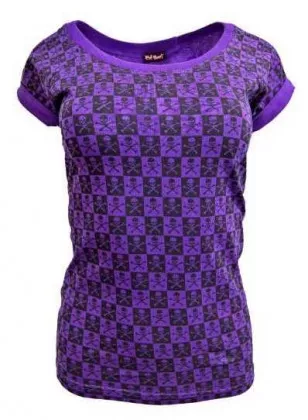 Damen Top Schachmuster Lila