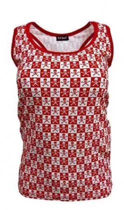Damen Top Totenköpfe Rot