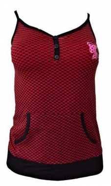 Chess Pattern Red Strappy Top Rockabella