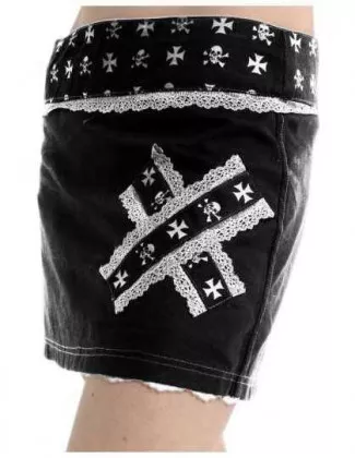 Gothic Mini Skirt Skulls & Crosses White