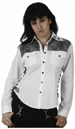 Spinnennetz Punker Shirt in Weiß