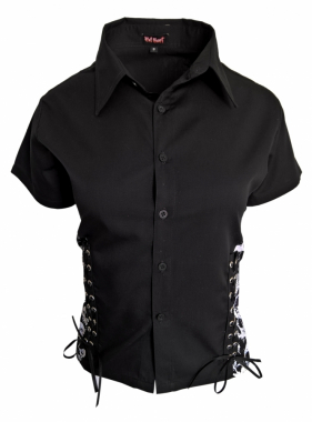 Totenkopf Schwarzes Gothic Shirt mit Schnüren