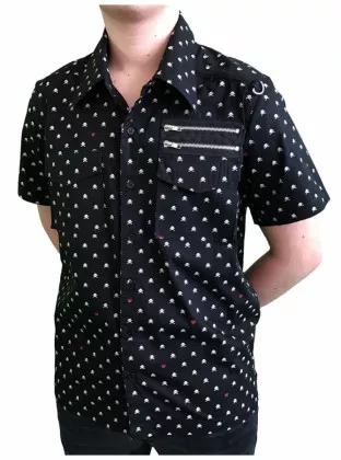 Black Punk Shirt Skulls