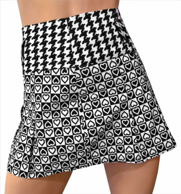 Mini skirt black & white hearts