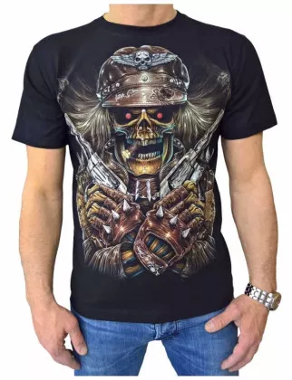 T-Shirt Rocker Totenkopf (Glow in the Dark)