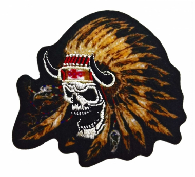 Embroidered Patch Red Indian Skull