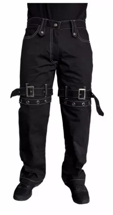 Schnallen Punkrave Hose mit Weißen Nähten
