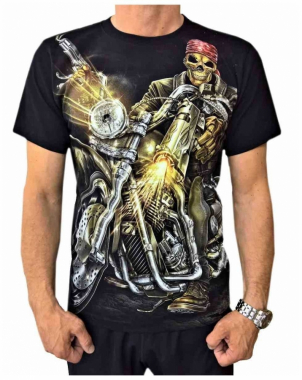 T-Shirt Totenkopf Biker (Glow in the Dark)