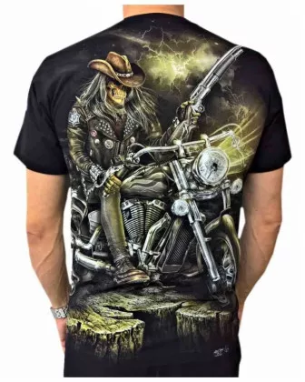 T-Shirt Totenkopf Biker (Glow in the Dark)