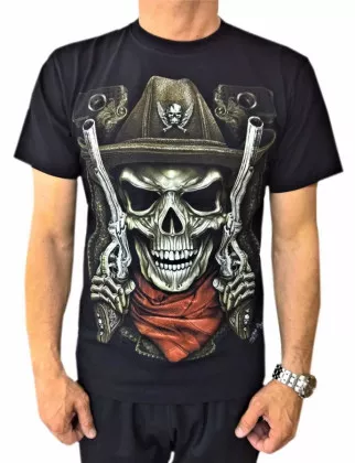 T-Shirt Totenkopf 2 Revolver (Glow in the Dark)