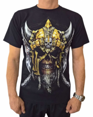 Rocker T-Shirt Totenkopf Wikinger (Glow in the Dark)