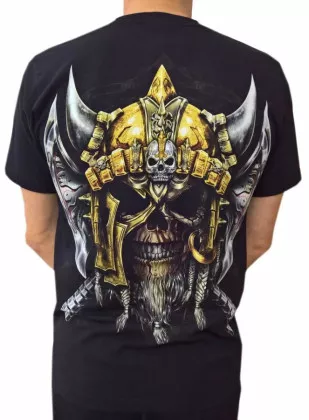 Rocker T-Shirt Totenkopf Wikinger (Glow in the Dark)