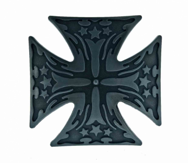 Silver Belt Buckle Iron Cross with Stars