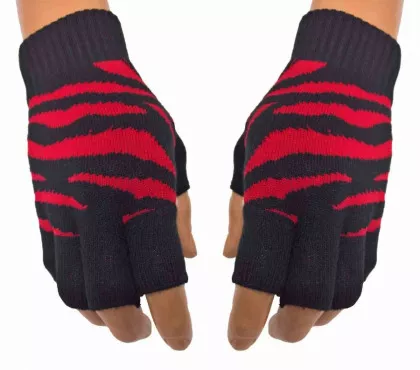 Fingerlose Handschuhe Zebra Rot