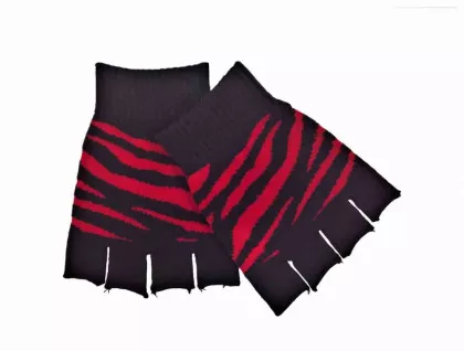 Fingerlose Handschuhe Zebra Rot