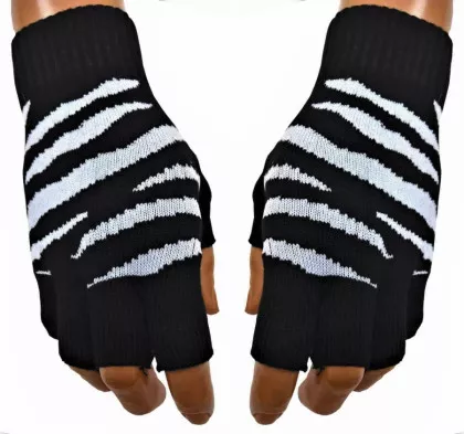 Fingerless Gloves Zebra White
