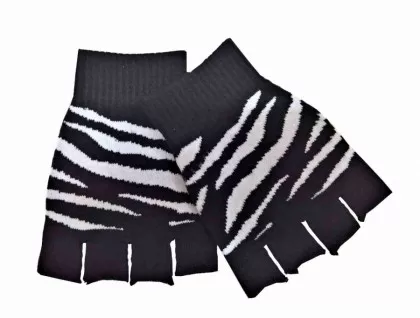 Fingerless Gloves Zebra White
