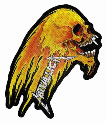 Aufnäher Metallica Flaming Skull Cut Out