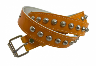 Studded orange faux leather belt