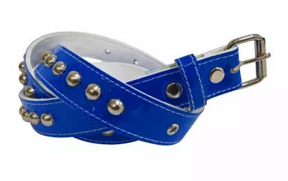 Studded blue faux leather belt