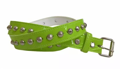 Studded green faux leather belt