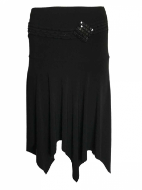 Asymetric medium long black Skirt