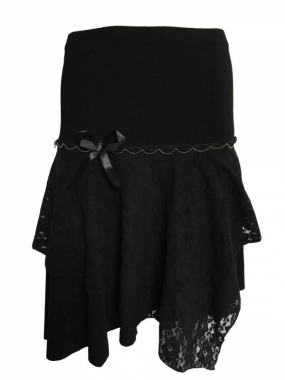Asymmetric Skirt black with lace