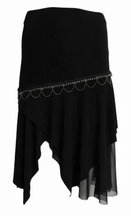 Asymmetrischer Rock in Schwarz mit Nieten und Kette