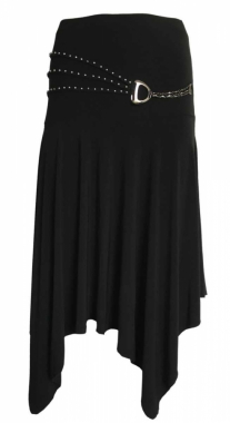 Fashionable black asymetric Skirt with applications