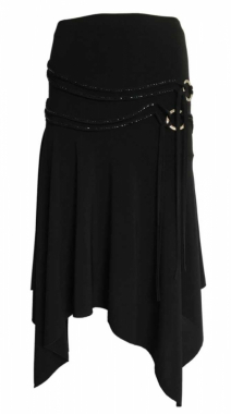 Elegant black asymetric Skirt with decent applications