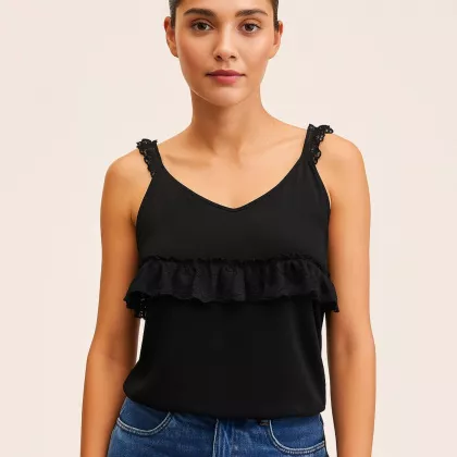 Schwarzes Top mit Spitze