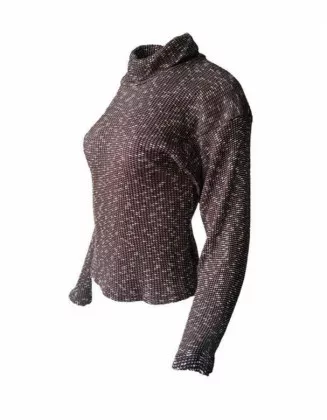 Damen Rollkragen Pullover Braun Meliert
