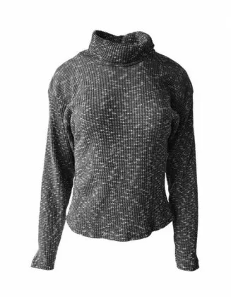 Damen Rollkragen Pullover Grau Meliert