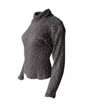 Damen Rollkragen Pullover Grau Meliert