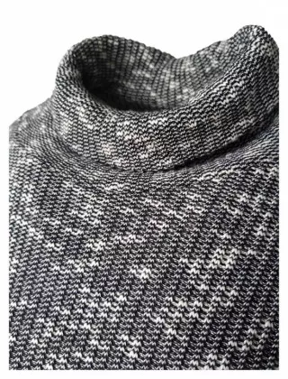 Damen Rollkragen Pullover Grau Meliert