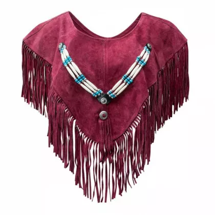 Damen Leder Fransenweste